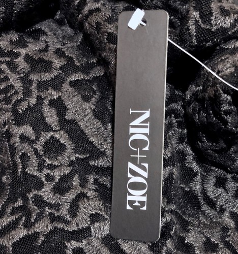 Pre-owned Nic + Zoe Nic+zoe Brushed Lace Long Sleeve Sheer Phantom Grey Top Womens Plus Sz 1x In Gray