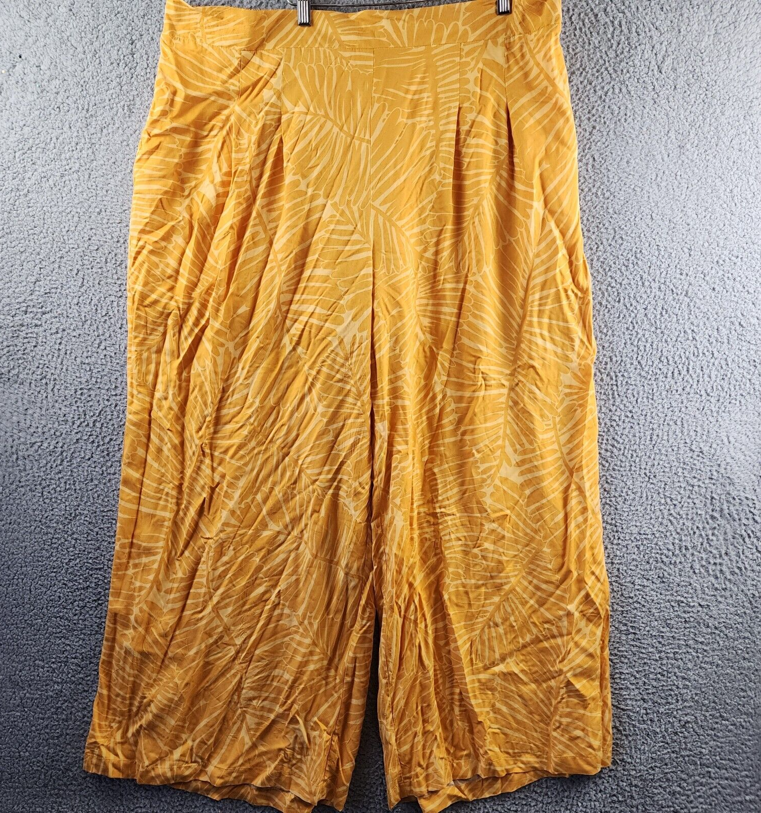 Nina Parker Trendy Plus Size Wide-Leg Pants Women's 4X Golden Palm Elastic Waist - Picture 2 of 13