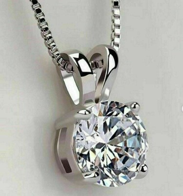 2Ct Round Lab Created Diamond Solitaire Women's Pendant 14K White Gold Plated
