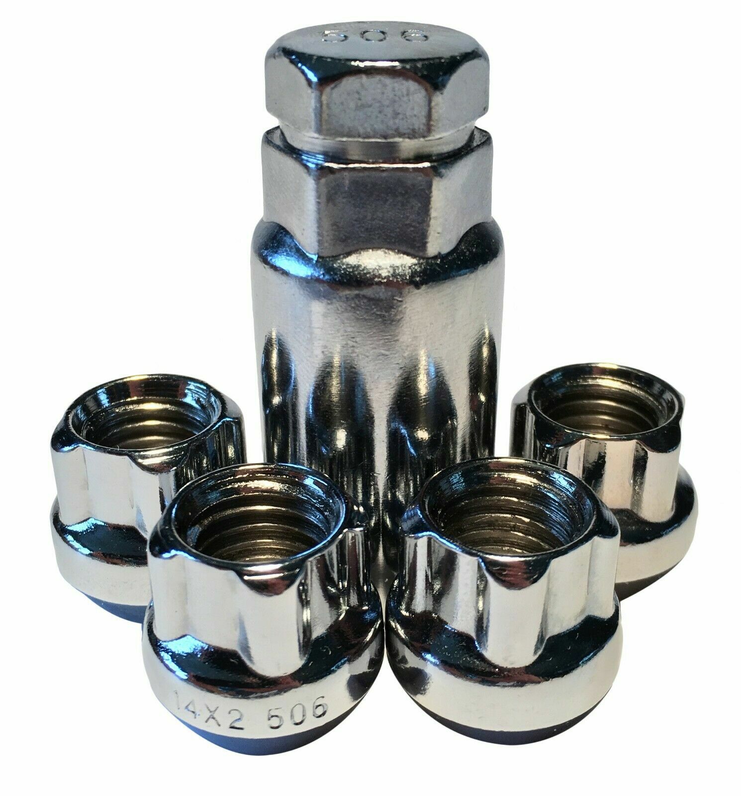 Lug Wheel Lock Nuts 14x2 Open End Bulge Acorn Locking With Long Key eBay