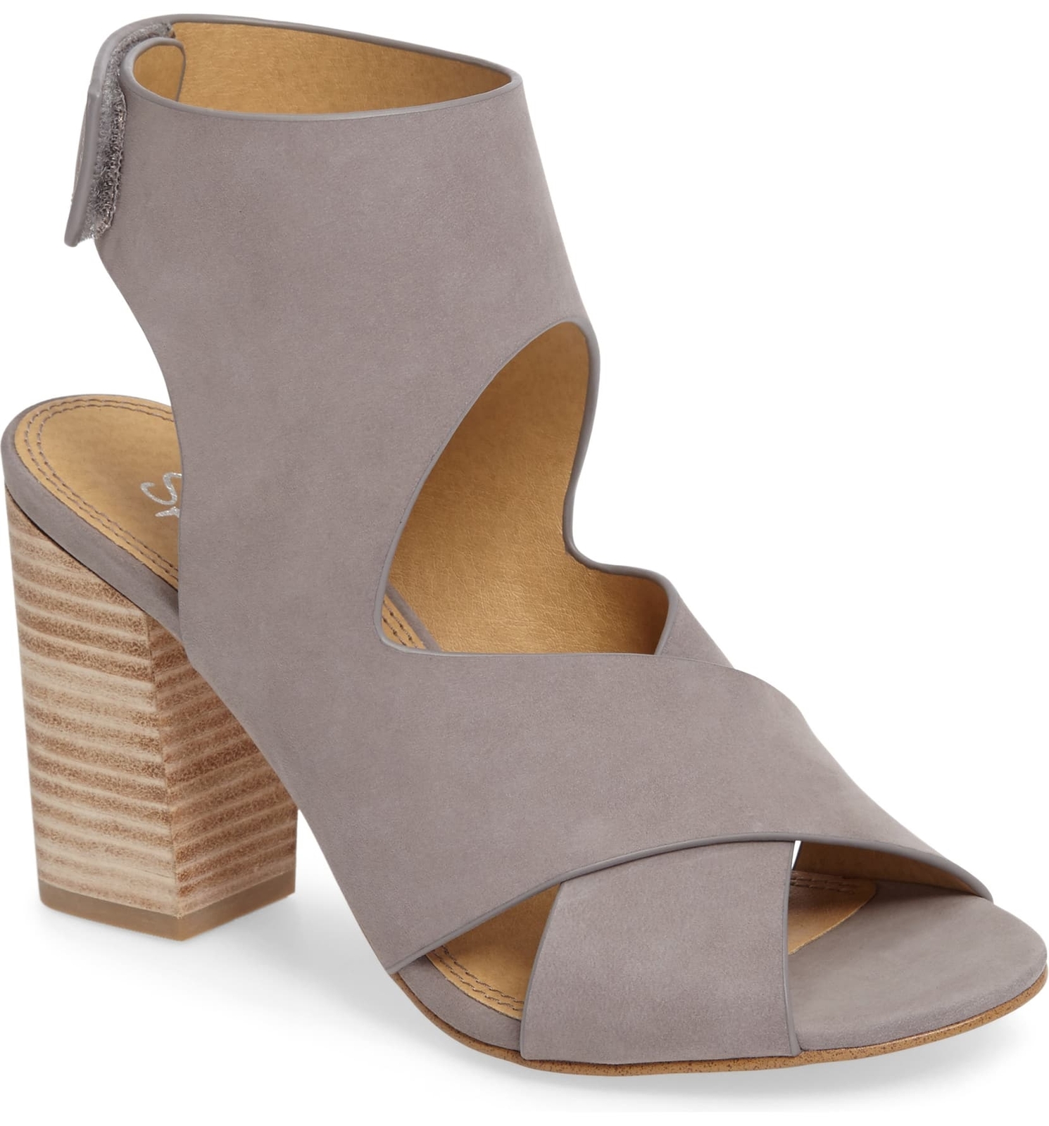 SPLENDID Womens Jerry Block Heel Sandal Warm Gray Suede Shoes Size 6 M