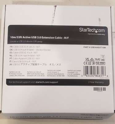 StarTech USB3AAEXT10M USB 3.0 Male to Female Active Extension Cable (32.8')