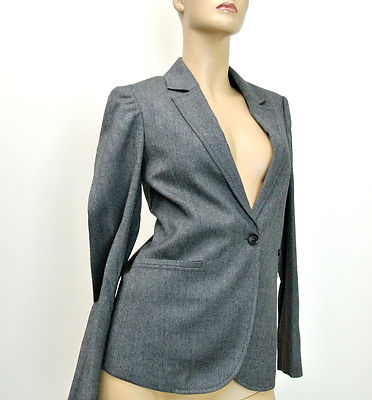 Pre-owned Gucci $1650 Authentic  Wool Jacket Blazer,interlocing Detail,42 270776 In Gray