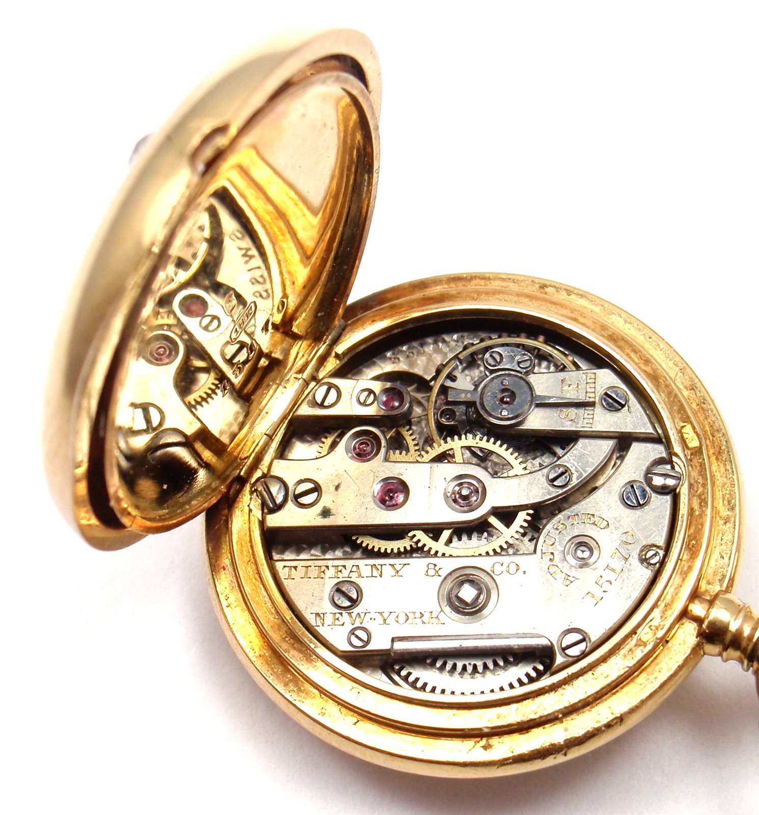 Rare! Vintage Tiffany & Co Patek Philippe 18k Yellow Gold Diamond Lapel Watch