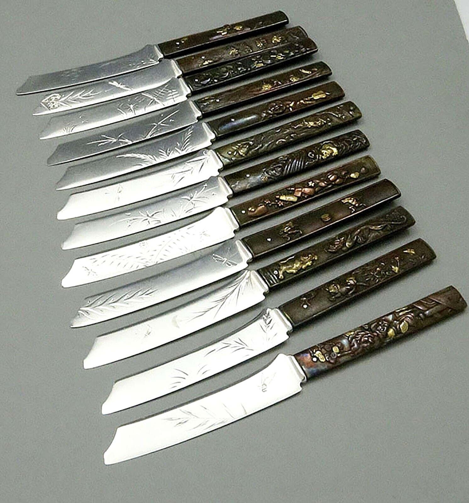 Set 12 Gorham No 5 MIXED METALS Sterling Knives Japanese Set 12 Gorham No 5 MIXED METALS Sterling Knives Japanese