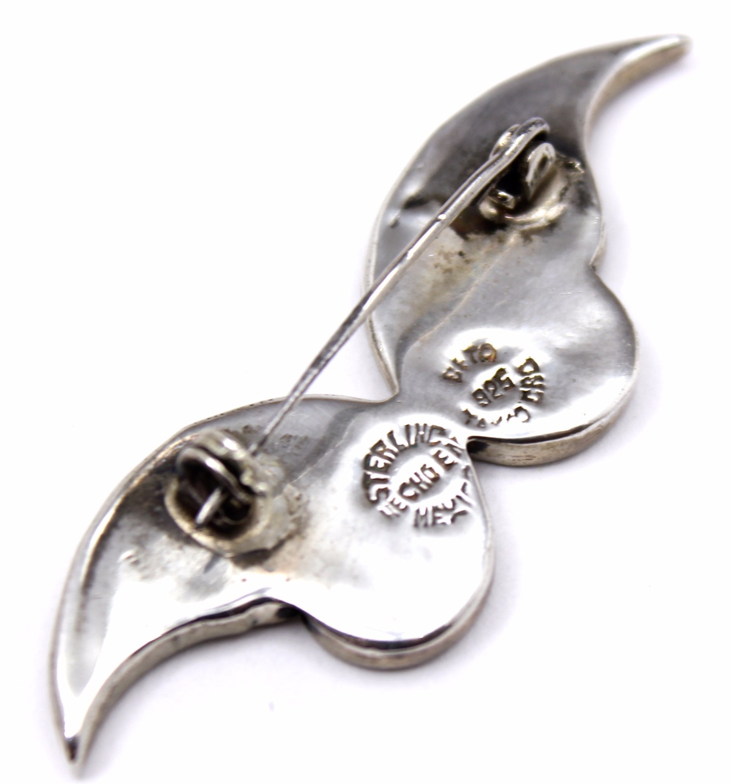 Beto Taxco Sterling Silver Butterfly Turquoise Inlay Mexico early  60's