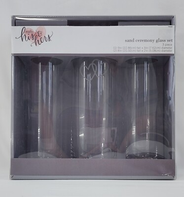 His & Hers Sand Unity Wedding Ceremony Glass Set 3 Piece Hearts Etched