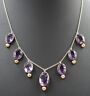Amethyst Vintage Gold Plated Necklace Cable Link Chain Length 40cm-1.JPG