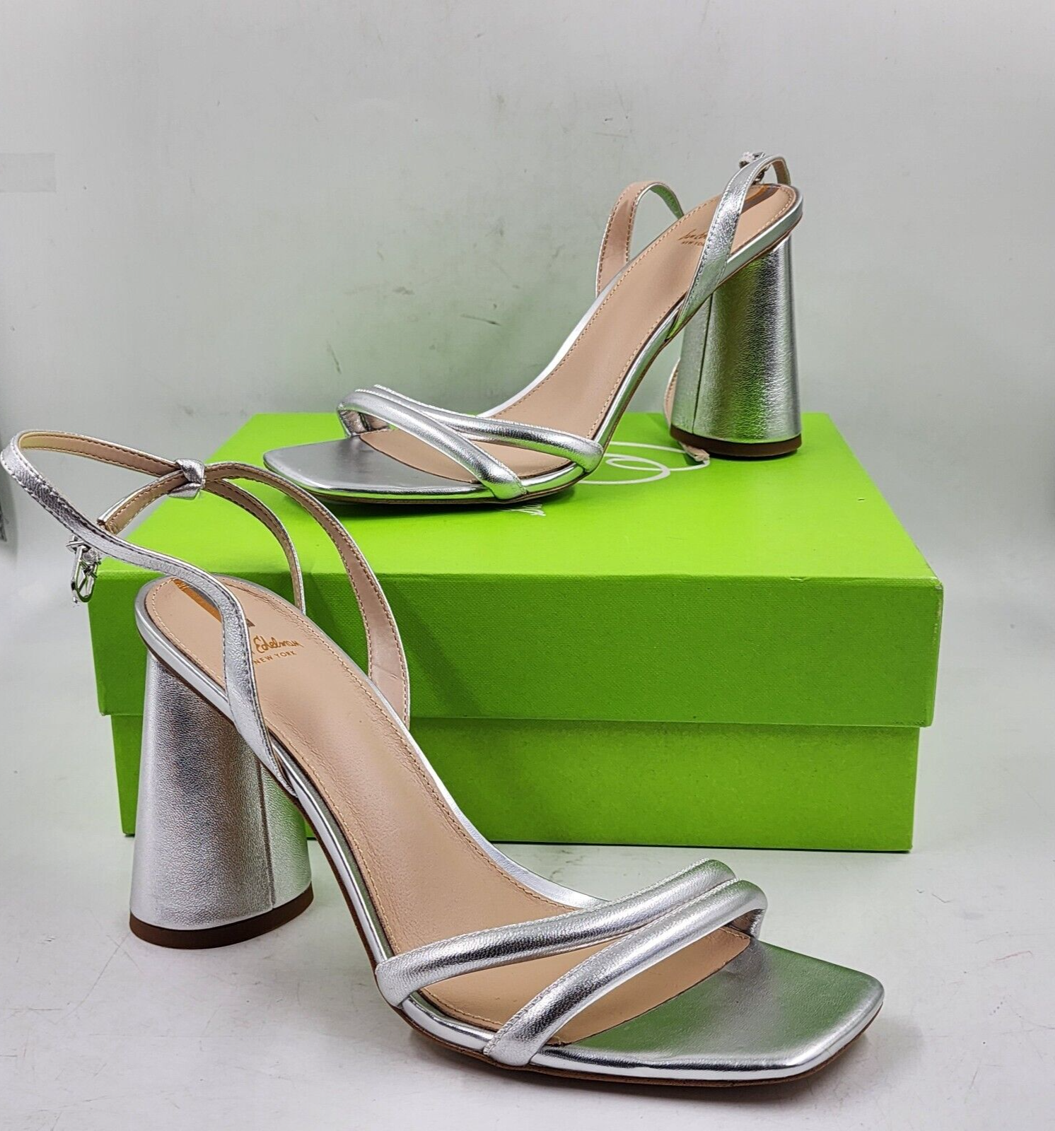 Sam Edelman Kia Ankle Strap High Heel Sandals Women's 9.5 Silver Buckle Closure - Picture 4 of 12