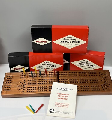 Vintage ACME Deluxe Plastic Folding Cribbage Board X-303 -NEW-