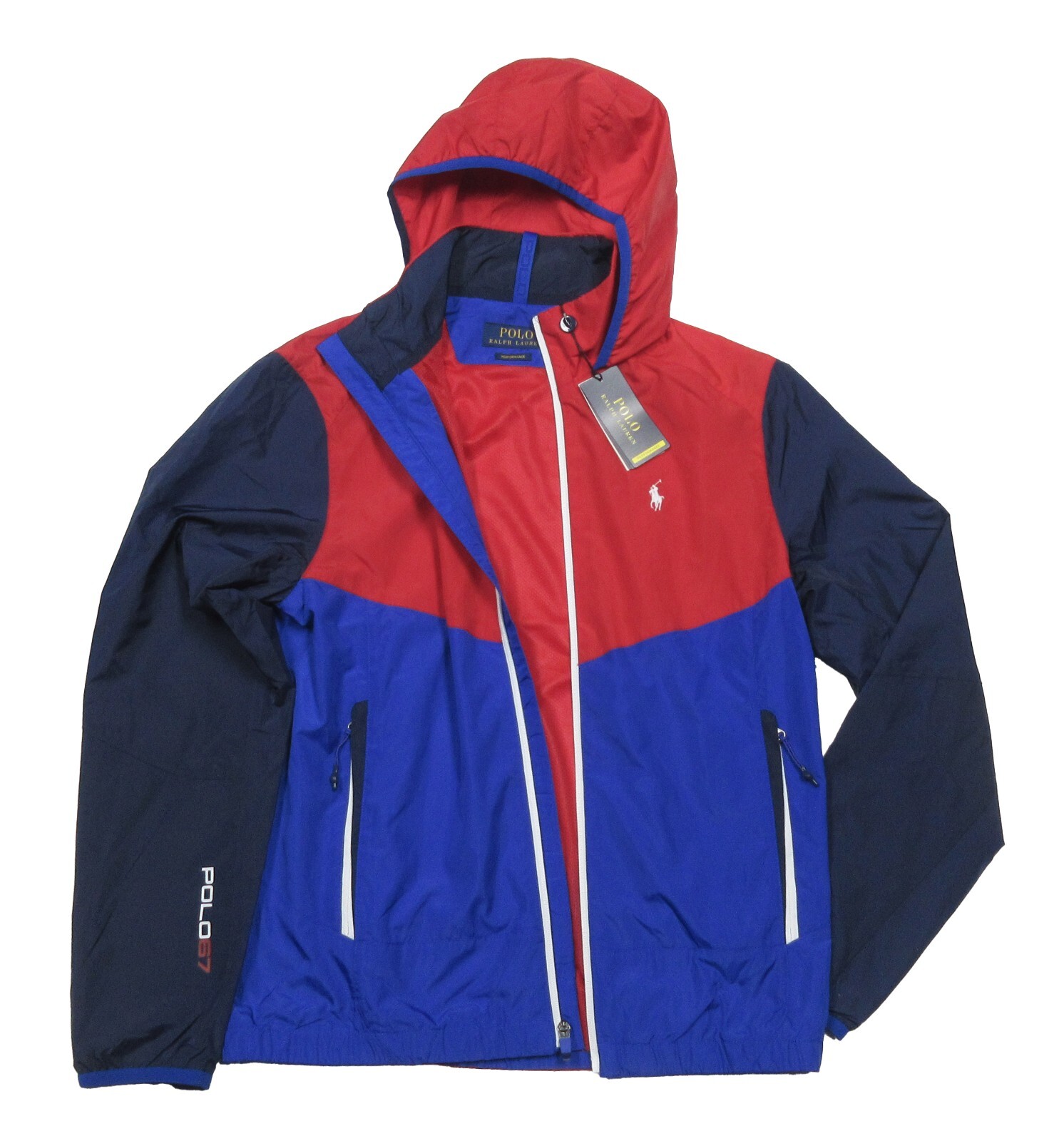 Polo by Ralph Lauren／フード付き／M／ブルー／2504104 POLO Ralph Lauren Men's Down Jacket Glossy Blue Full Zip