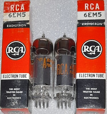 Matched Pair 6EM5 RCA NOS Vacuum Tubes, 6973 sub with mod., TV-7D Tested 115%+