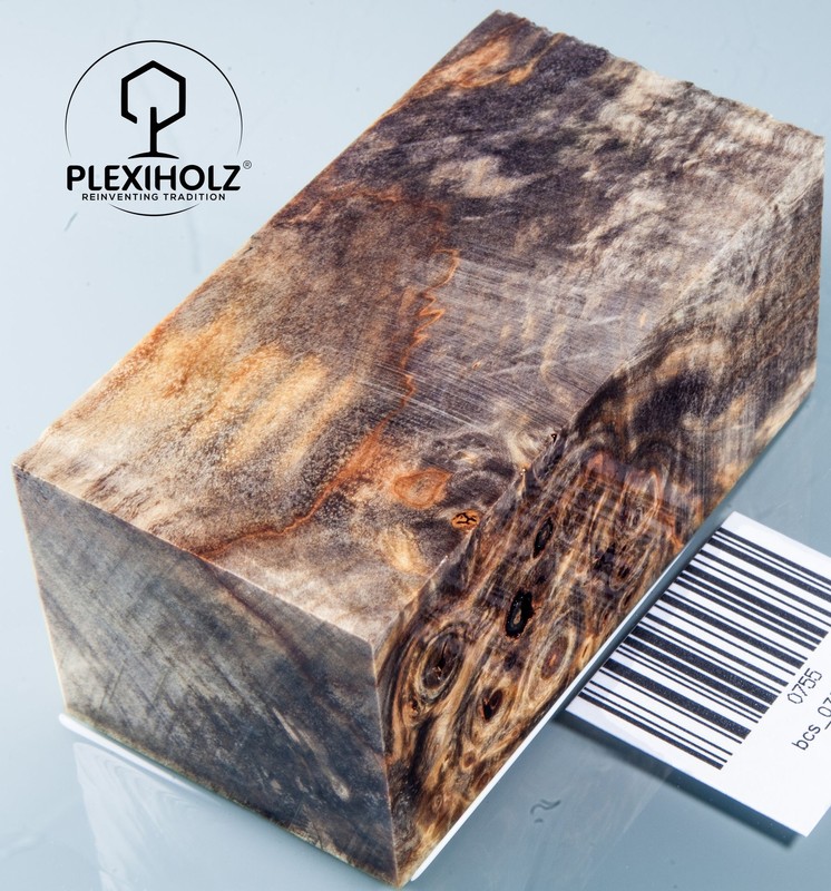 0755 Kastanie Maser Stabilisiert | 100x50x45 | Plexiholz | Buckeye Modblock