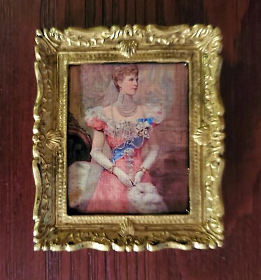 DOLLHOUSE MINIATURE FRAMED Queen Mary of Britain1896 REPRO of COLORIZED PHOTO