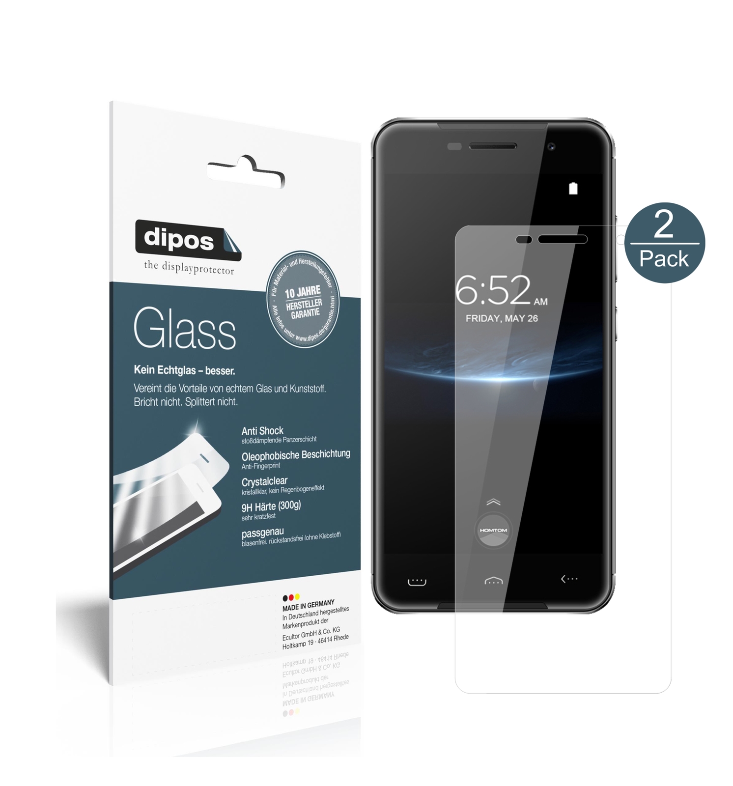 2x Pellicola per HOMTOM HT37 Pro Protettiva Protezione opaco