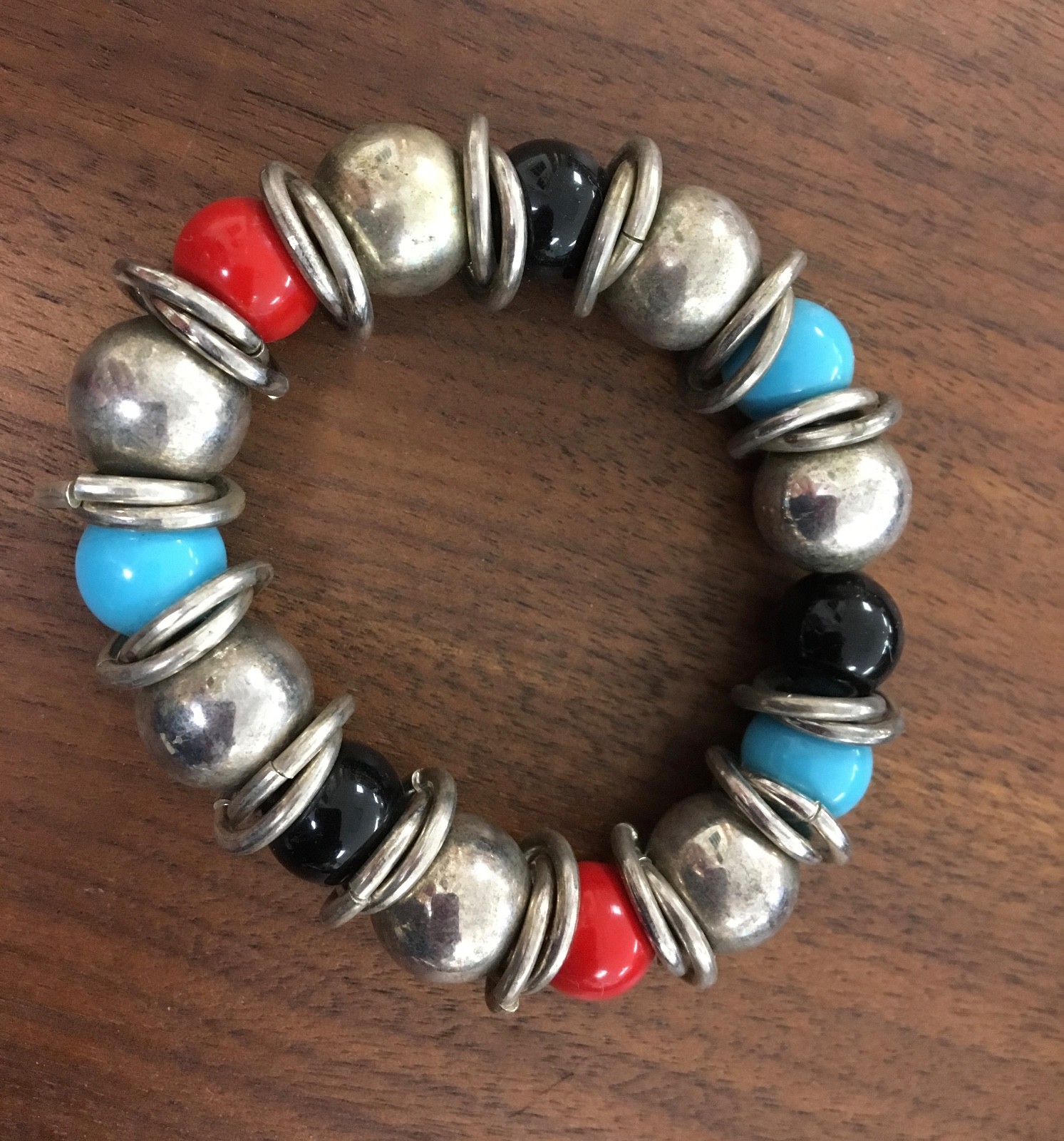 Lot of 5 women or teen costume bracelets glass, plastic, metal, shell, stone