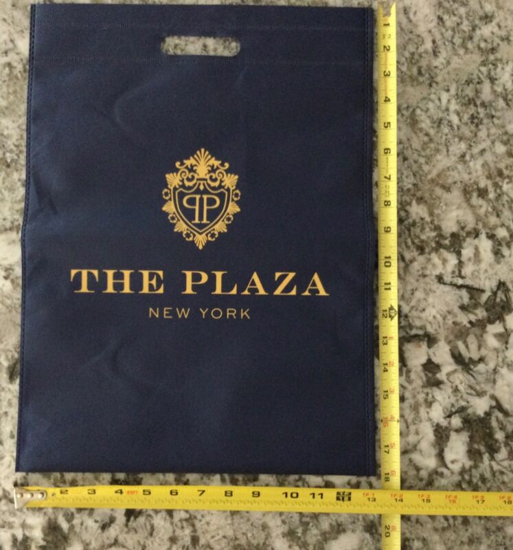 The Plaza Hotel New York City Giftshop Reusable Gift Bag Navy Blue 13” X 18”
