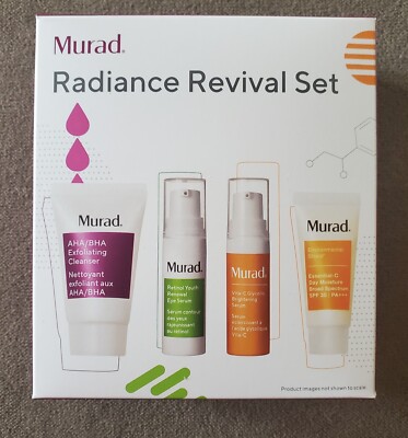 Murad Radiance Revival Set 4 Piece Travel Size Skincare NIB Cleanser Eye Serum