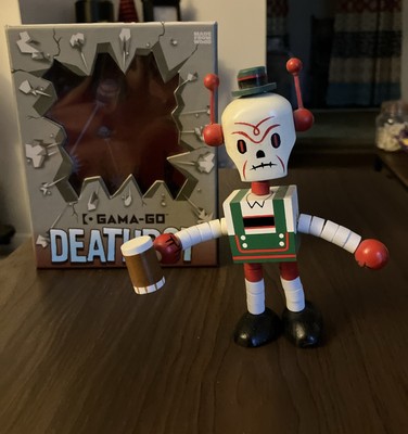 GAMA-GO Deathbot Lederhosen Wooden Robot Toy  Dave Higgins Preowned 