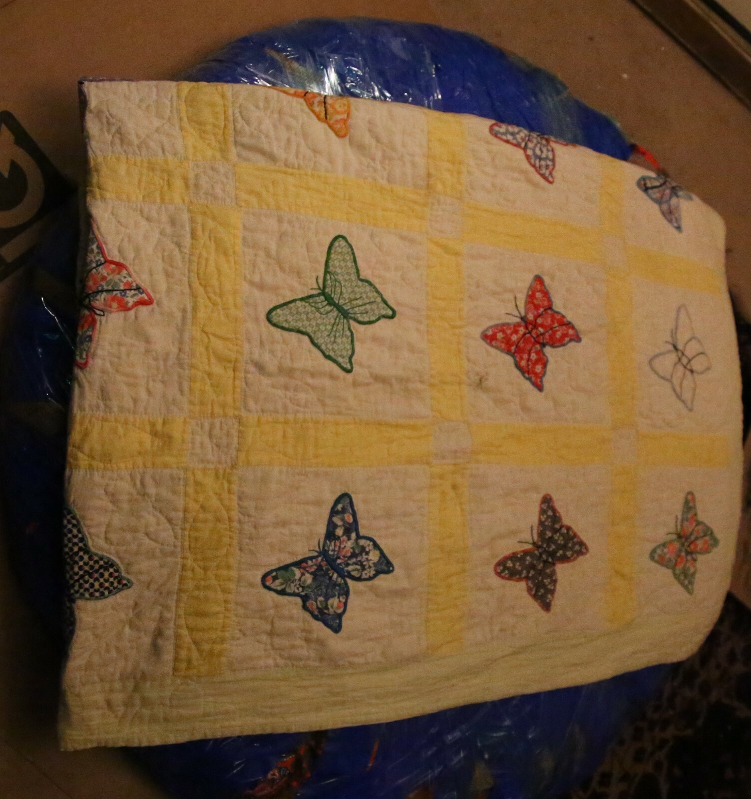 Vintage antique Patchwork  Butterfly applique quilt 87