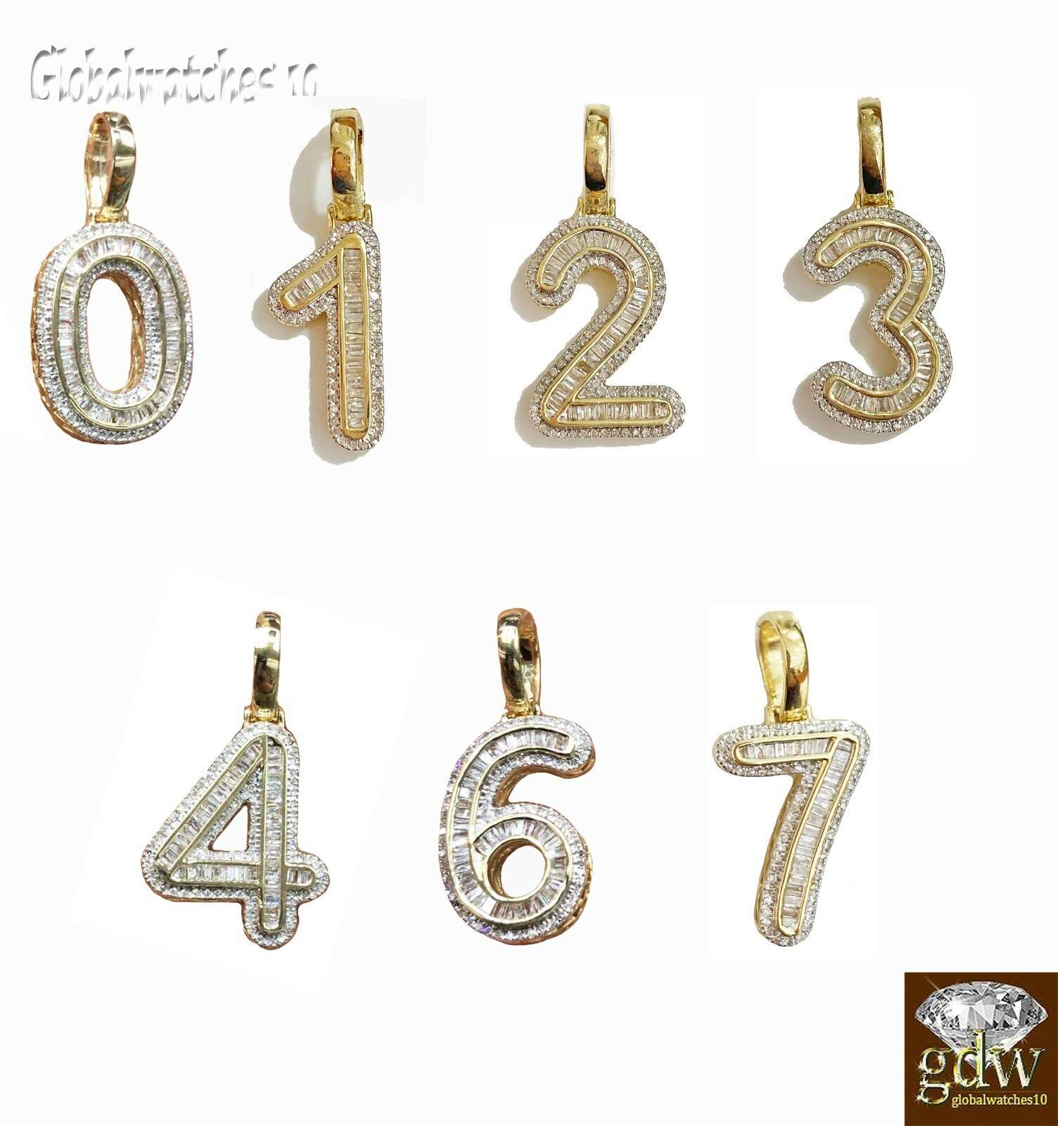 Pre-owned G&d 10k Gold Diamond Number Charm Pendant For Men Women Initial Number Letter Real