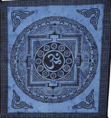 India Cotton Throw Xxl Om Symbol Bedspread Cover Bedding Handmade Unique