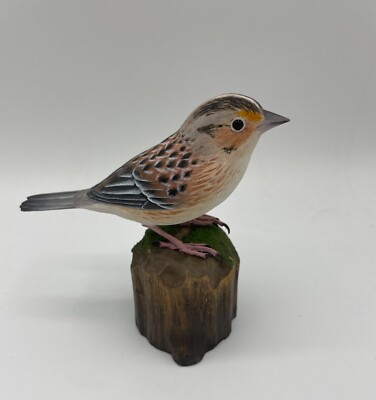 Grasshopper Sparrow Original Wood Carving