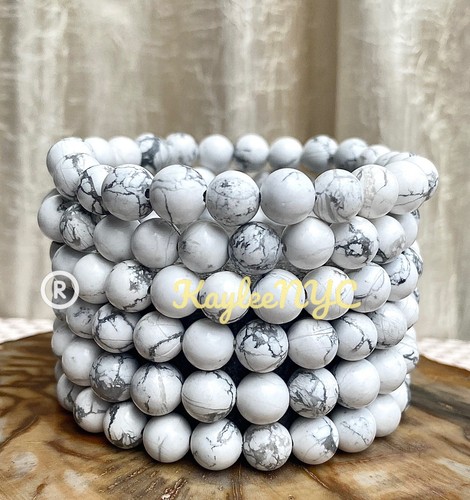 Wholesale Lot 6 Pcs Natural Howlite 8mm 7.5” Crystal Healing Stretch Bracelet