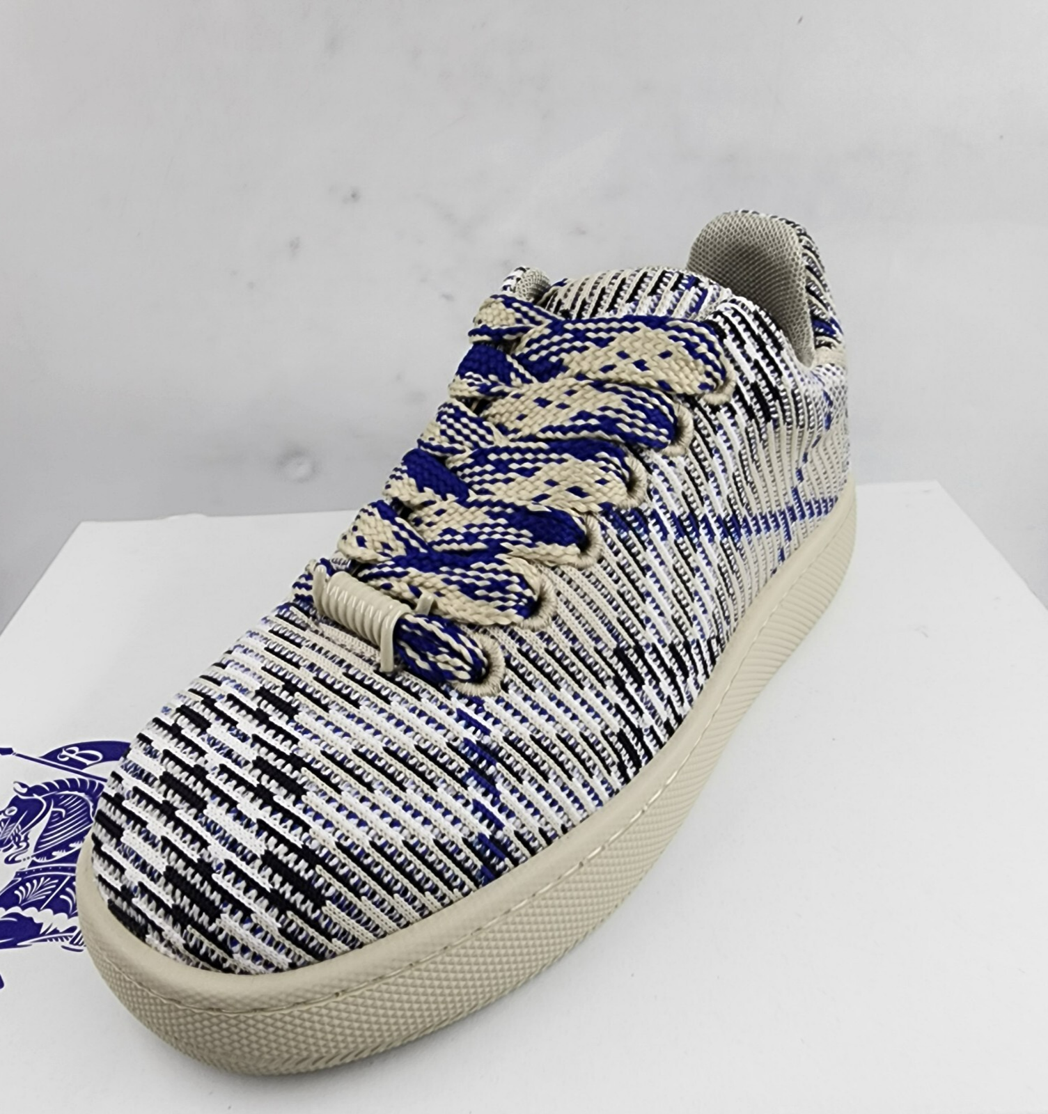 Burberry Check Knit Low Top Sneakers Men's 41/8US Lichen Multi Lace Up Closure - Picture 15 of 19