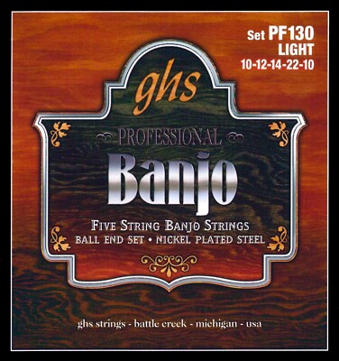 GHS PF130 Nickel-Plated Steel Banjo Strings; ball end light gauges 10-22