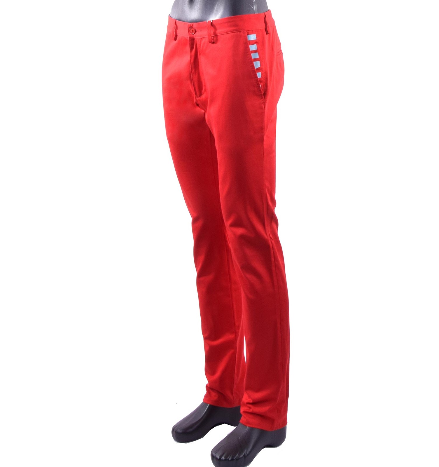 MOSCHINO Slim Fit Chino Trousers Pants with Logo Print Red