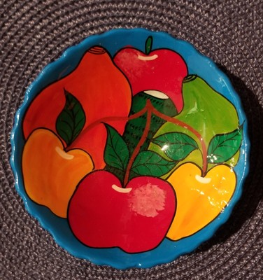 Colorful Small Ceramic 5 inch Berry Bowl Fruit Pattern