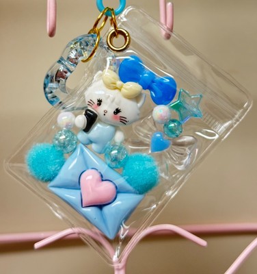 Gacha stuffed pouch-style Mini Candy bag keychain *Cat Many Light blue color 