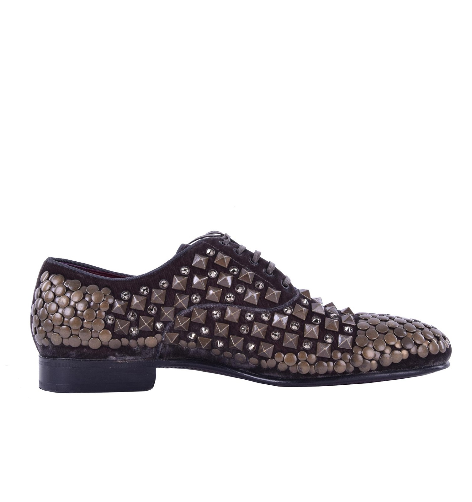 

Dolce - Gabbana Runway Бархатные туфли дерби с заклепками и стразами Braun 04901, Коричневый