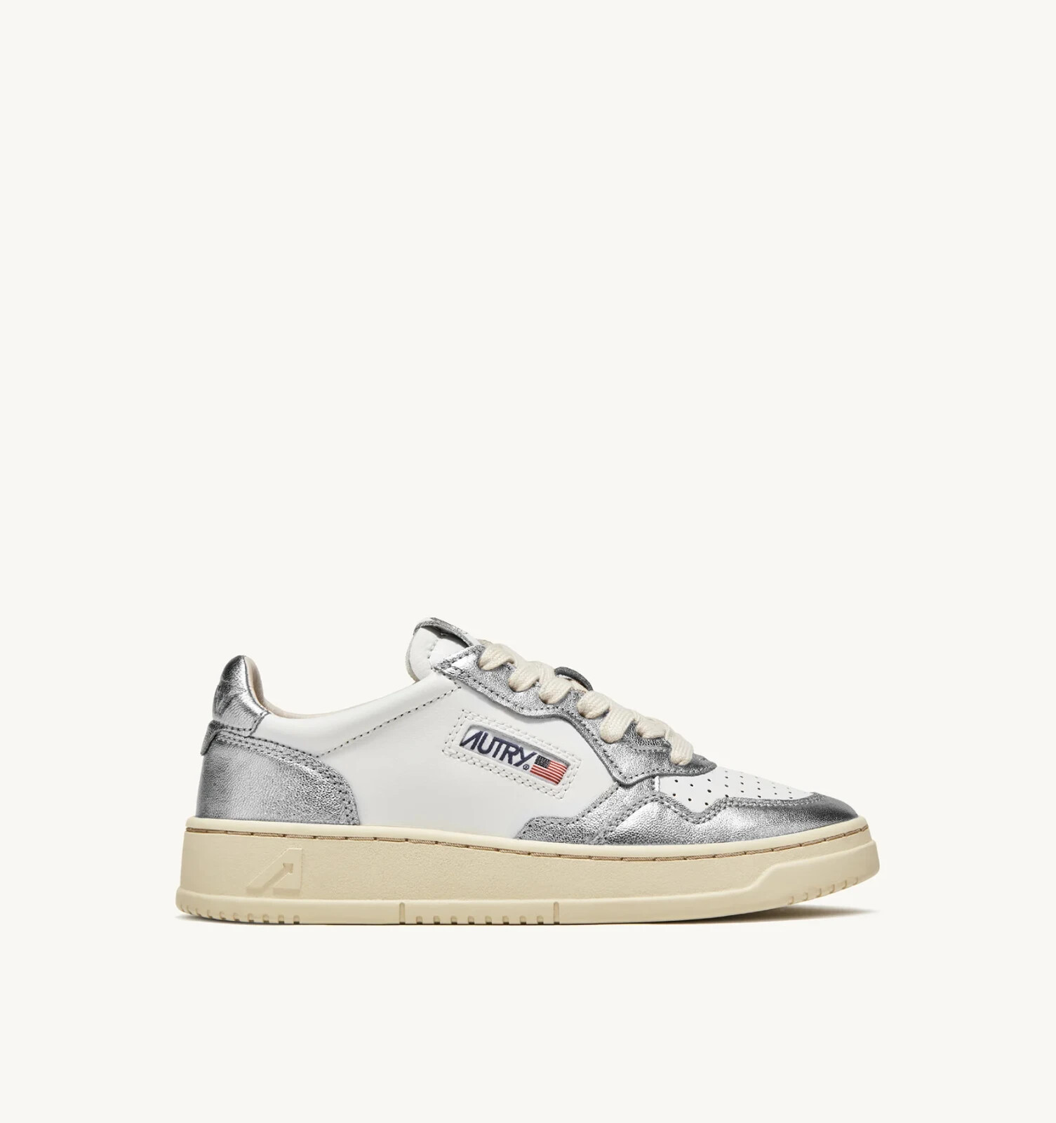 ◆Autry◆\tMedalist Woman white silver sneakers SNEAKERS-MEDALIST-LOW-IN-PELLE