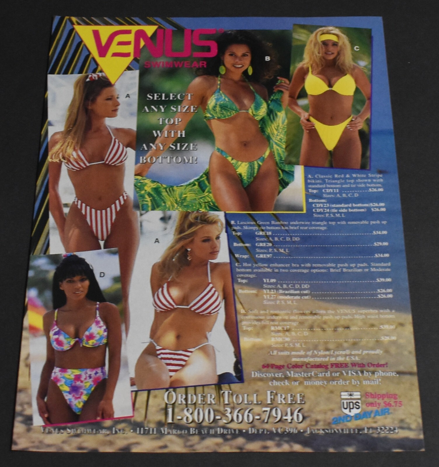 1996 Print Ad Sexy Fashion Venus Swimwear Beach Bikini