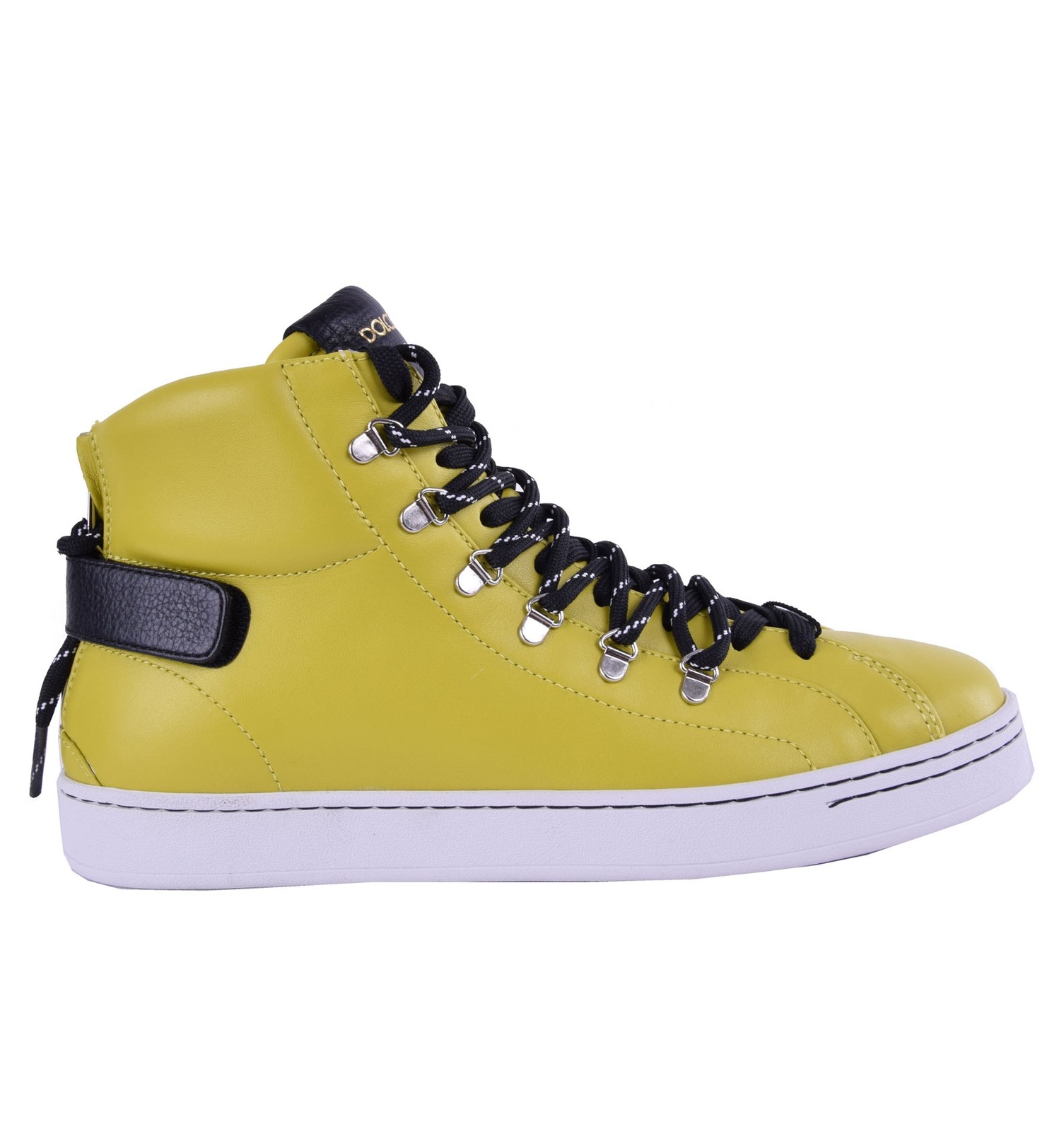 Pre-owned Dolce & Gabbana High-top Zip-up Sneakers Yellow Made In Italy Sneaker Shoes 0464