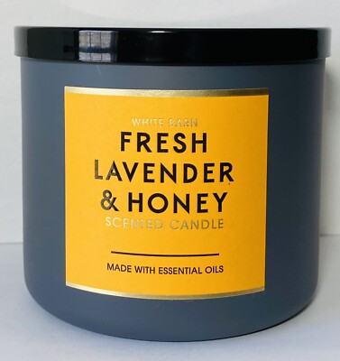Bath & Body Works White Barn FRESH LAVENDER & HONEY Scented Large 3 Wick Candle