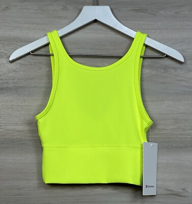 Lululemon Power Pivot Rib Tank Top Size 4 Highlight Yellow HIYE 81904.