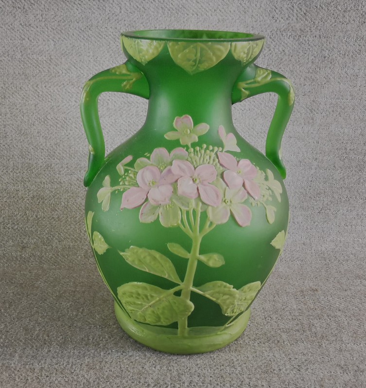 Original Vase En Verre Vert Probable Boheme Bohemia Carl Goldberg