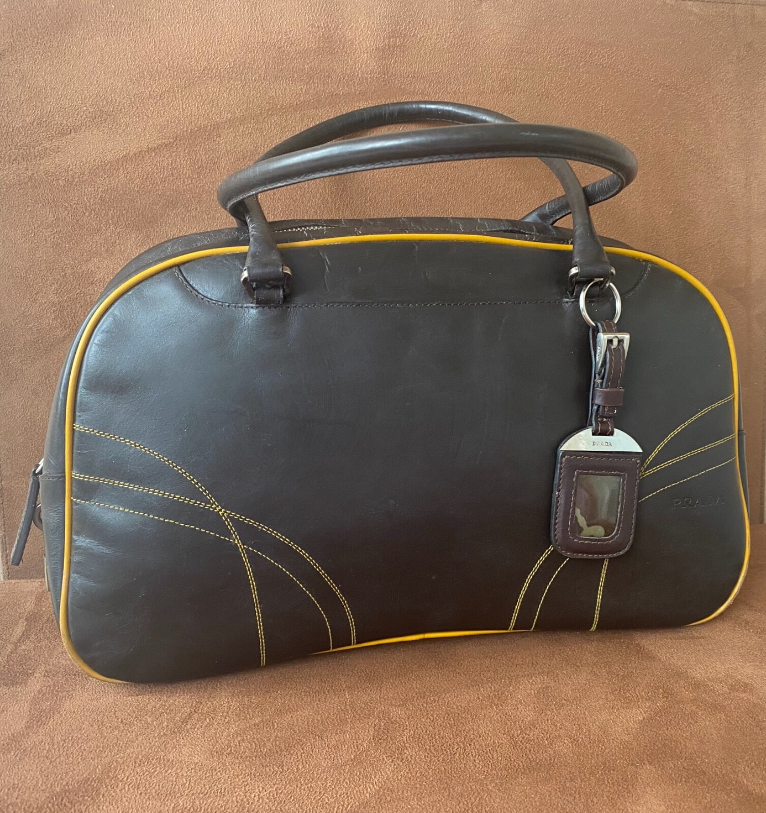 Vintage PRADA Leather Bowling purse toteHandbag women's Vintage PRADA Leather Bowling purse toteHandbag women's
