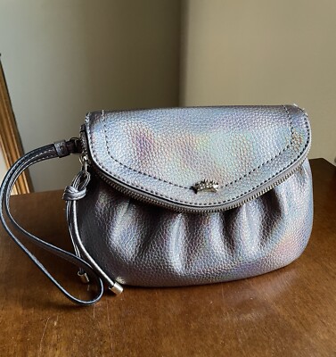 Juicy Couture Clutch / Wristlet Pewter Iridescent Rainbow Rave Bag Festival