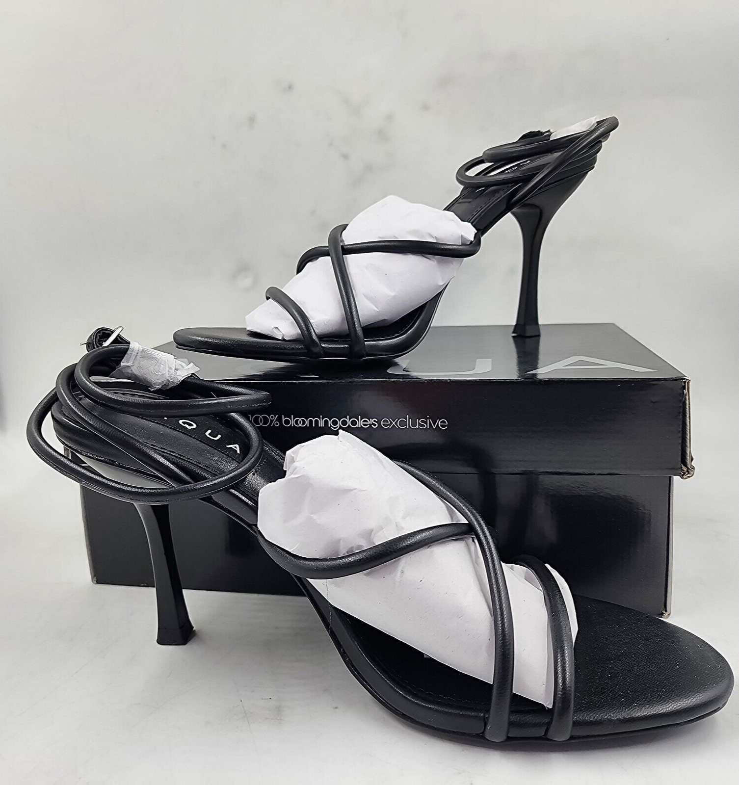 AQUA Arlow Ankle Strap High Heel Sandals Women's 9.5 Black Buckle Strap Closure - Picture 2 of 14