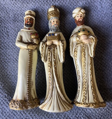 Vintage We 3 Kings Wise Men 9''-10'' Tall, MY Japan, Christmas Nativity Set in Box