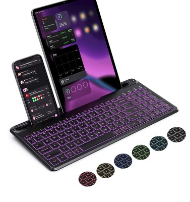 Backlit Multi Device Bluetooth Keyboard Wireless Illuminated Rechargeable