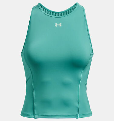 Under Armour Women's HeatGear Fitted Tank Top Green 1369916-369 NWT