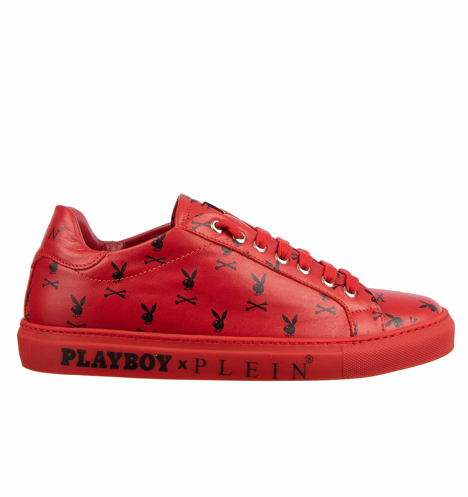 PHILIPP PLEIN x PLAYBOY Низкие кроссовки с принтом Skull Bunny Красный Черный 08343