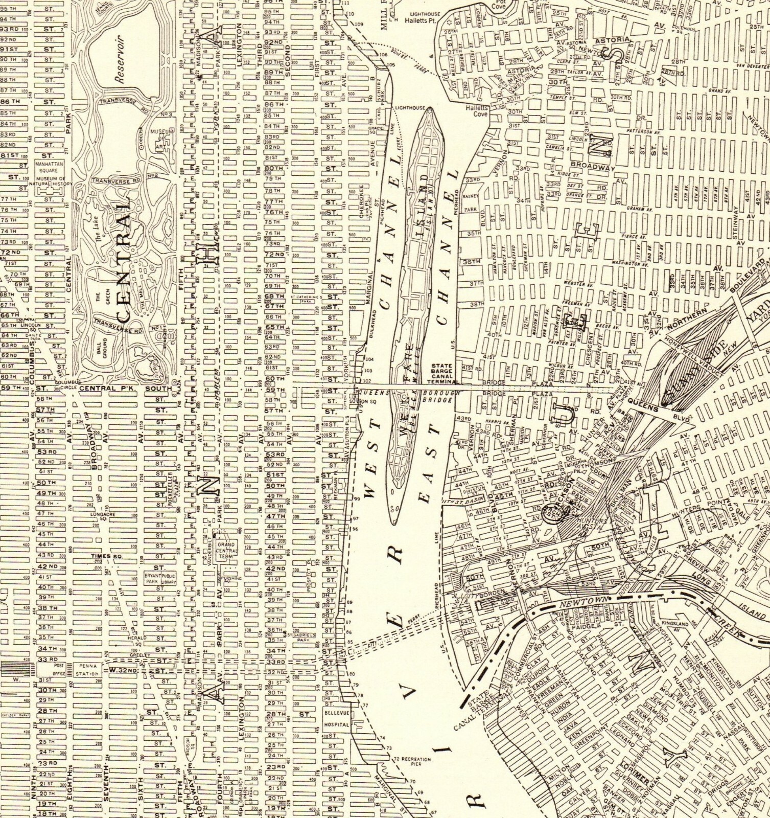 1937 Antique MANHATTAN MAP Vintage New York City Map Lower Manhattan Map 6534