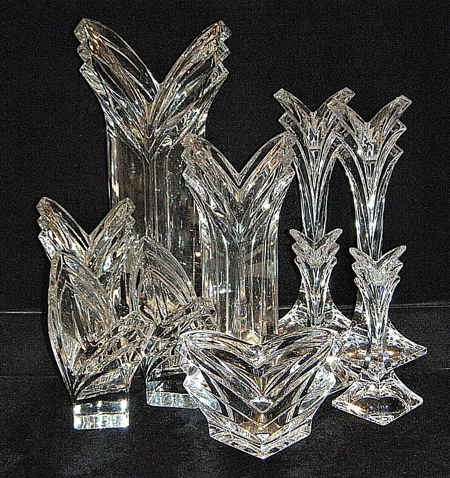 Mikasa 'Deco' Art Deco Heavy Lead Crystal Candle Holders