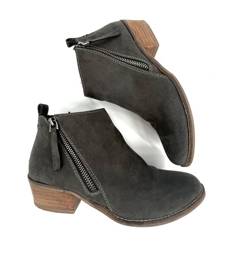 DOLCE VITA Women's Grey Suede Double Side Zip Boho Ankle